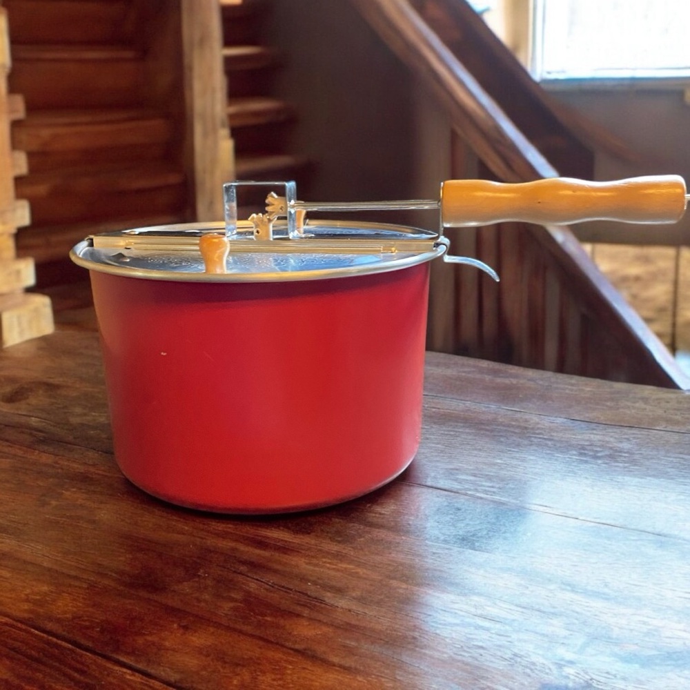 The Genuine Whirley Pop Popcorn Maker- Aluminum Stovetop Popper, Wood Hand Crank
